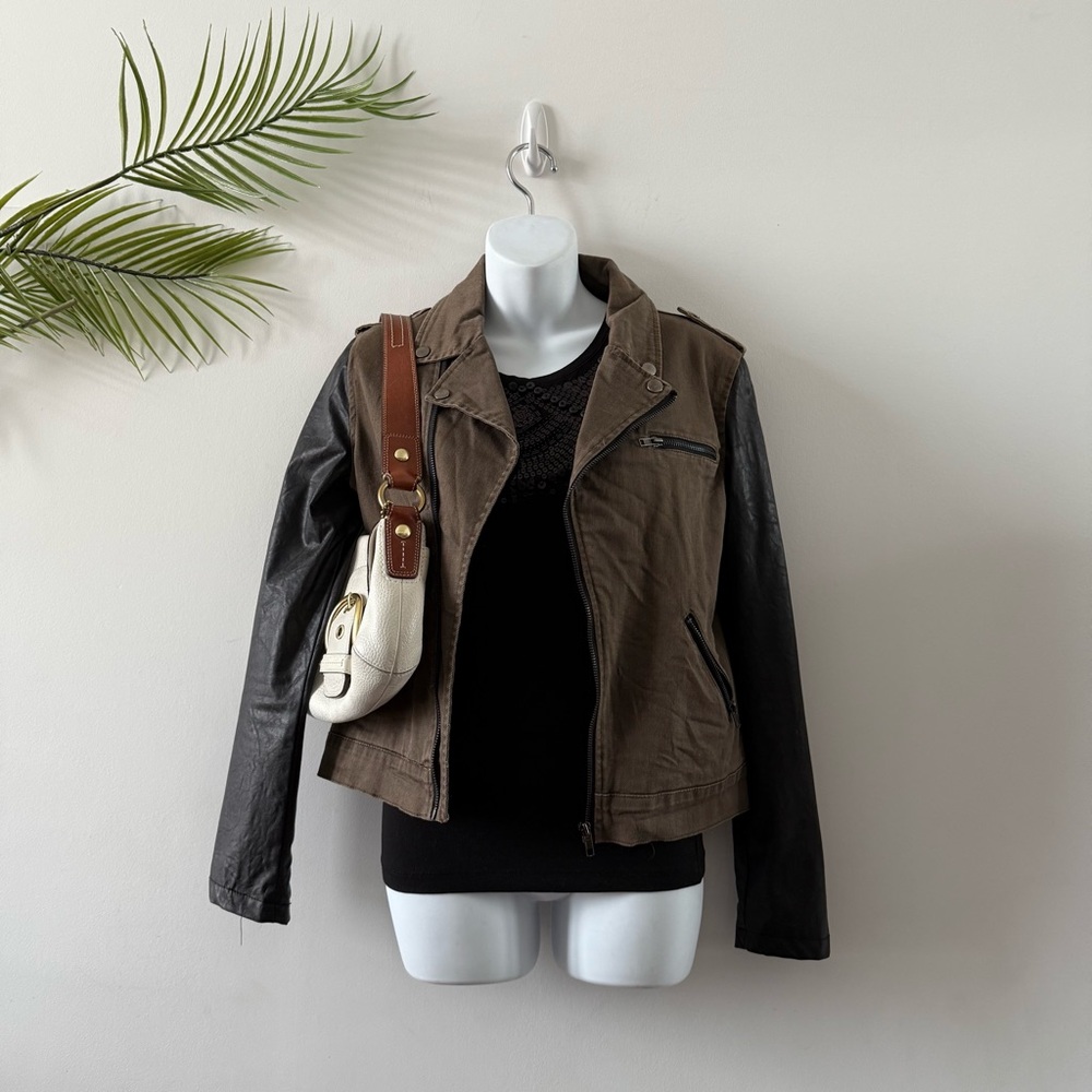 ByCorpus Black Brown Faux Moto Jacket Small